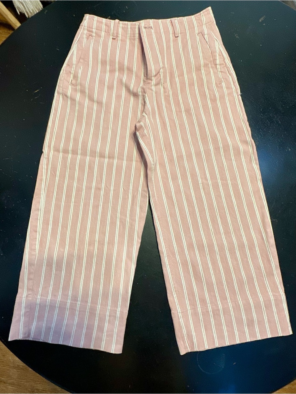 Banana Republic Pink and White Striped Wide-Leg Pants